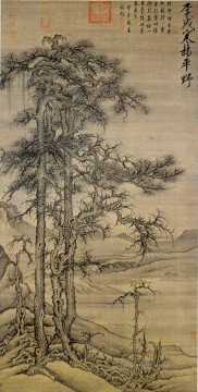 distancia a nivel del bosque invernal Li Cheng chino tradicional Pinturas al óleo